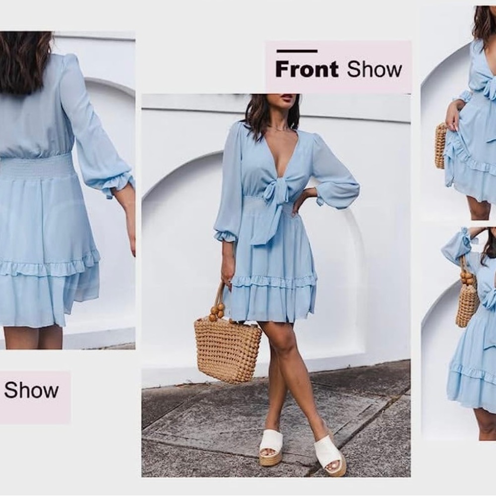 Blue V-neck dress size M/L